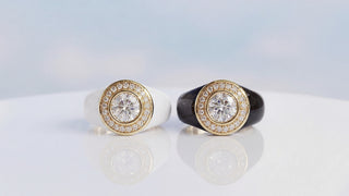 Avalanche Collection, grand feu enamel and diamonds, recycled gold