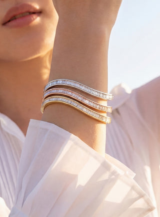 image portée bracelets cadence diamants baguette de laboratoire
