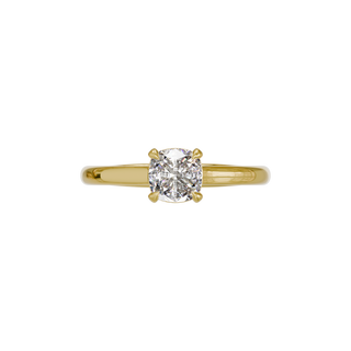 Bague Classique coussin, diamant de synthèse de 1 carat, or jaune 18 carats recyclé, vue de dessus