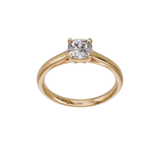 Bague Classique coussin, diamant de synthèse de 1 carat, or rose 18 carats recyclé, vue de face en plongée