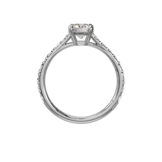 Bague Classique sertie coussin, diamant de synthèse de 1 carat, or blanc 18 carats recyclé, vue de face