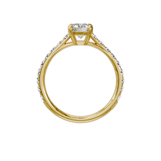 Bague Classique sertie coussin, diamant de synthèse de 1 carat, or jaune 18 carats recyclé, vue de face