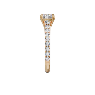 Bague Classique sertie coussin, diamant de synthèse de 1 carat, or rose 18 carats recyclé, vue de profil