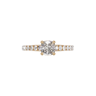 Bague Classique sertie coussin, diamant de synthèse de 1 carat, or rose 18 carats recyclé, vue de dessus