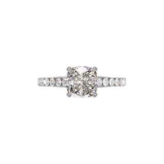 Bague Classique sertie coussin, diamant de synthèse de 2 carats, or blanc 18 carats recyclé, vue de dessus