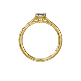 Bague Classique émeraude, diamant de synthèse de 1 carat, or jaune 18 carats recyclé, vue de face