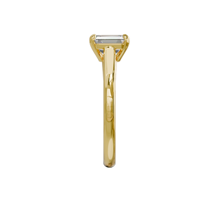 Bague Classique émeraude, diamant de synthèse de 1 carat, or jaune 18 carats recyclé, vue de profil