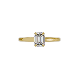 Bague Classique émeraude, diamant de synthèse de 1 carat, or jaune 18 carats recyclé, vue de dessus