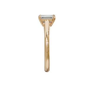 Bague Classique émeraude, diamant de synthèse de 1 carat, or rose 18 carats recyclé, vue de profil