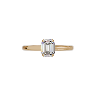 Bague Classique émeraude, diamant de synthèse de 1 carat, or rose 18 carats recyclé, vue de dessus