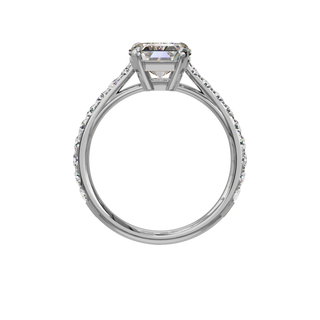 Emerald Classique Set ring, 3-carat lab-grown diamond, recycled 18-carat white gold, front view