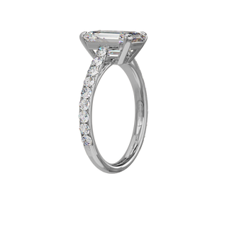 Emerald Classique Set ring, 3-carat lab-grown diamond, recycled 18-carat white gold, three-quarter view