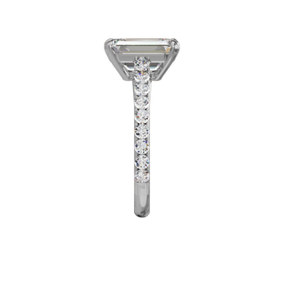 Emerald Classique Set ring, 3-carat lab-grown diamond, recycled 18-carat white gold, side view