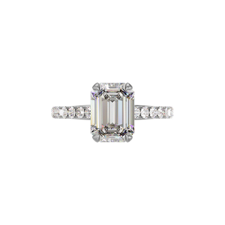 Emerald Classique Set ring, 3-carat lab-grown diamond, recycled 18-carat white gold, top view