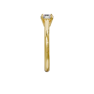 Bague Classique émeraude est-ouest, diamant de synthèse de 1 carat, or jaune 18 carats recyclé, vue de profil