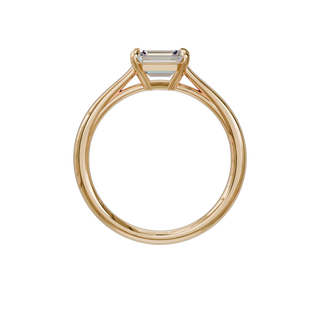 Bague Classique émeraude est-ouest, diamant de synthèse de 1 carat, or rose 18 carats recyclé, vue de face