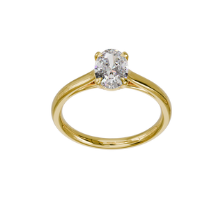 Oval Classique ring, 1-carat lab-grown diamond, recycled 18-carat yellow gold, front view from above
