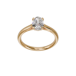 Oval Classique ring, 1-carat lab-grown diamond, recycled 18-carat rose gold, front view from above