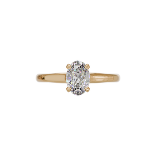 Bague Classique ovale, diamant de synthèse de 1 carat, or rose 18 carats recyclé, vue de dessus