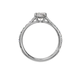 Bague Classique sertie ovale, diamant de synthèse de 1 carat, or blanc 18 carats recyclé, vue de face