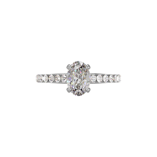 Bague Classique sertie ovale, diamant de synthèse de 1 carat, or blanc 18 carats recyclé, vue de dessus