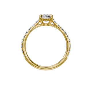 Bague Classique sertie ovale, diamant de synthèse de 1 carat, or jaune 18 carats recyclé, vue de face