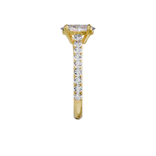 Bague Classique sertie ovale, diamant de synthèse de 1 carat, or jaune 18 carats recyclé, vue de profil