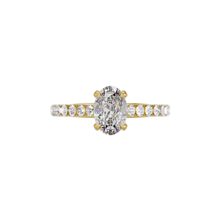 Bague Classique sertie ovale, diamant de synthèse de 1 carat, or jaune 18 carats recyclé, vue de dessus