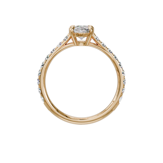 Bague Classique sertie ovale, diamant de synthèse de 1 carat, or rose 18 carats recyclé, vue de face