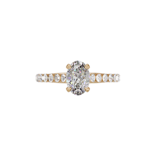 Bague Classique sertie ovale, diamant de synthèse de 1 carat, or rose 18 carats recyclé, vue de dessus