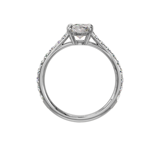 Oval Classique Set ring, 1.5-carat lab-grown diamond, recycled 18-carat white gold, front view