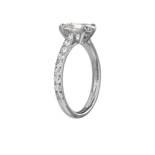 Oval Classique Set ring, 1.5-carat lab-grown diamond, recycled 18-carat white gold, three-quarter view