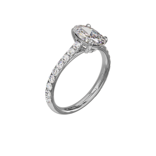 Oval Classique Set ring, 1.5-carat lab-grown diamond, recycled 18-carat white gold, three-quarter view from above