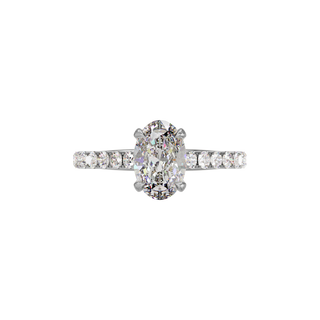 Oval Classique Set ring, 1.5-carat lab-grown diamond, recycled 18-carat white gold, top view