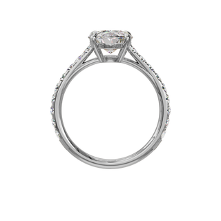 Bague Classique sertie ovale, diamant de synthèse de 2 carats, or blanc 18 carats recyclé, vue de face