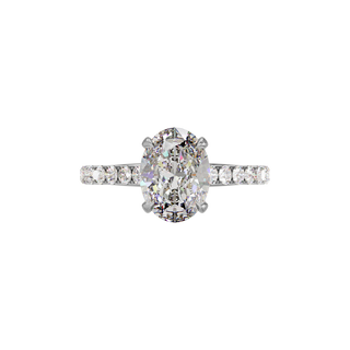 Bague Classique sertie ovale, diamant de synthèse de 2 carats, or blanc 18 carats recyclé, vue de dessus