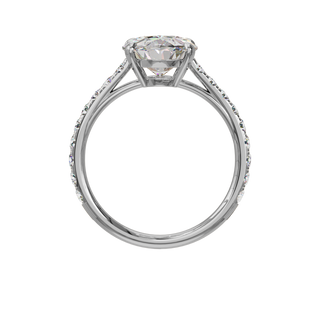 Oval Classique Set ring, 4-carat lab-grown diamond, recycled 18-carat white gold, front view