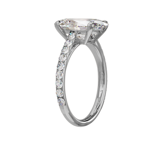 Oval Classique Set ring, 4-carat lab-grown diamond, recycled 18-carat white gold, three-quarter view