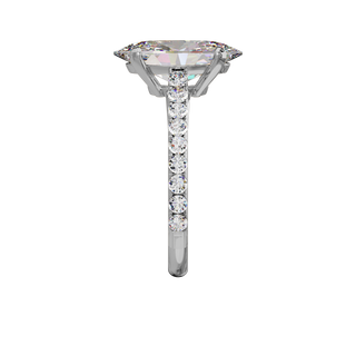 Oval Classique Set ring, 4-carat lab-grown diamond, recycled 18-carat white gold, side view