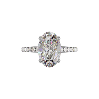 Oval Classique Set ring, 4-carat lab-grown diamond, recycled 18-carat white gold, top view