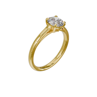 Round Classique ring, 1-carat lab-grown diamond, recycled 18-carat yellow gold, three-quarter view from above