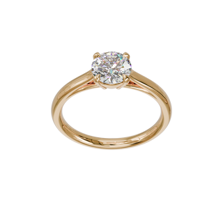 Bague Classique ronde, diamant de synthèse de 1 carat, or rose 18 carats recyclé, vue de face en plongée
