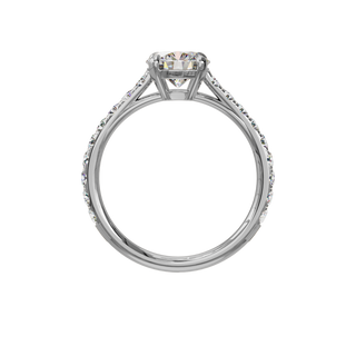 Bague Classique sertie ronde, diamant de synthèse de 1 carat, or blanc 18 carats recyclé, vue de face