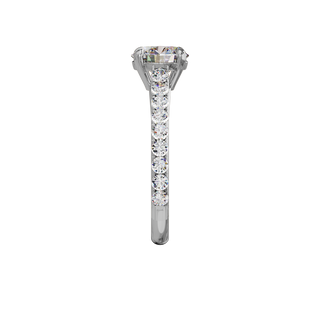 Bague Classique sertie ronde, diamant de synthèse de 1 carat, or blanc 18 carats recyclé, vue de profil