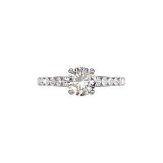 Bague Classique sertie ronde, diamant de synthèse de 1 carat, or blanc 18 carats recyclé, vue de dessus