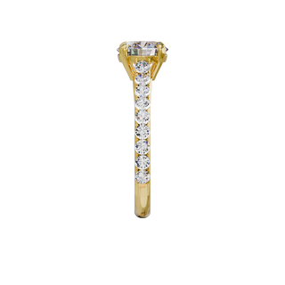 Bague Classique sertie ronde, diamant de synthèse de 1 carat, or jaune 18 carats recyclé, vue de profil