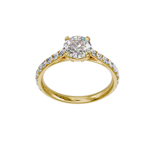 Round Classique Set ring, 1-carat lab-grown diamond, recycled 18-carat yellow gold, front view from above