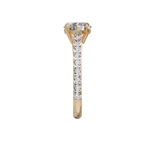 Bague Classique sertie ronde, diamant de synthèse de 1 carat, or rose 18 carats recyclé, vue de profil