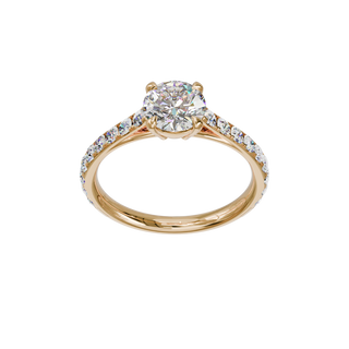 Round Classique Set ring, 1-carat lab-grown diamond, recycled 18-carat rose gold, front view from above