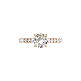 Bague Classique sertie ronde, diamant de synthèse de 1 carat, or rose 18 carats recyclé, vue de dessus